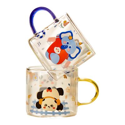 可爱儿童玻璃杯高硼硅耐高温迷你牛奶杯子家用喝水杯带把手小茶杯