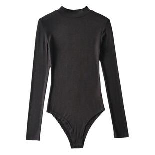 2026春天连体衣上衣长袖小半高领T恤内搭修身显瘦ins百搭女打底衫