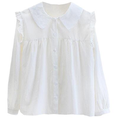 白色娃娃领衬衫女春秋法式上衣