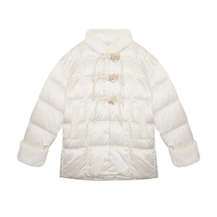 【商场同款】LALABOBO25年冬新款白鸭绒外套毛领盘扣新中式羽绒服