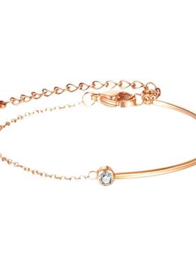 高级感简约百搭钛钢镀玫瑰金色镶锆石女手链手环小众时尚轻奢ins