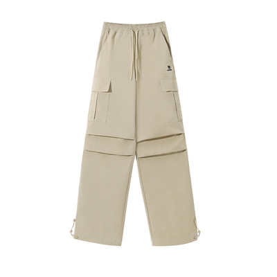 骆驼运动工装裤女春季梭织休闲女装伞兵长裤户外防泼水徒步登山裤