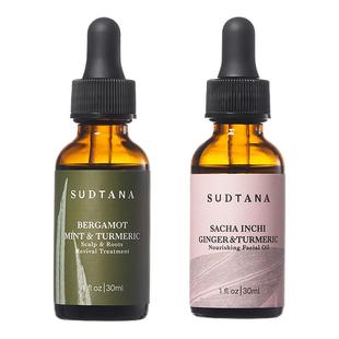 泰国SUDTANA头脸双效滋养套组头皮精华油护理姜黄精华保湿面油