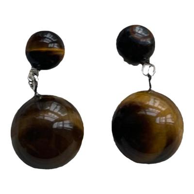 法式纯银黑玛瑙复古耳钉耳环