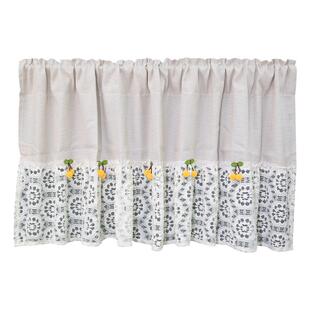 湛蓝原创布艺免打孔纱帘柜帘短帘卧室遮挡书房厨房简易素棉麻半帘