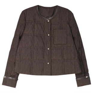 GESGOO时尚圆领肌理感羽绒服女冬季2025新款90白鹅绒外套轻盈保暖