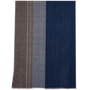 【羊绒围巾】ERDOS 男装春季款夏夜蓝精纺提花工艺薄款披肩