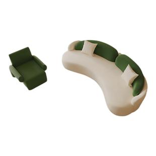 弧形沙发小户型奶油风美容院服装店休息区办公室接待会客公寓沙发