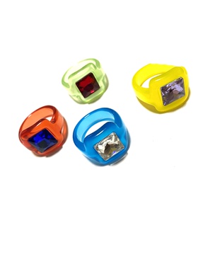 日韩简约亚克力宝石戒指女小清新