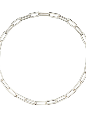 不拘925纯银简约长回形男粗项链