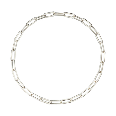 不拘925纯银简约长回形男粗项链