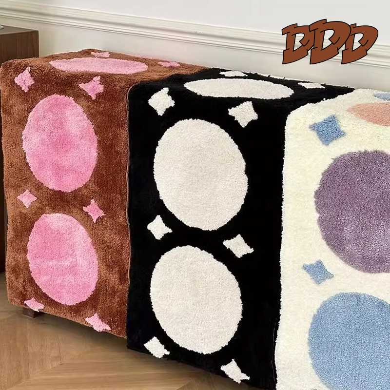 DDD韩风植绒长条卧室床边毯客厅防滑地毯加厚簇绒可爱星月地垫ins