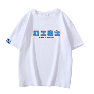 MuseDash打工战士文字T恤宽松纯棉夏装短袖帅气街头游戏喵斯快跑