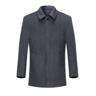 恒源祥中长款中老年人男士加绒加厚羊绒大衣父亲爸爸冬季毛呢外套