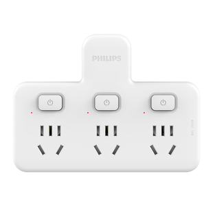 飞利浦插座面板一转二三拓展转换插排接线板插多功能家用宿舍办公