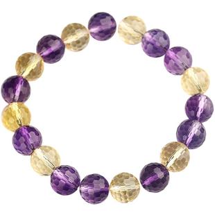 东海天然紫黄晶手链64-128切面水晶手串手排紫晶爱情守护石送女友