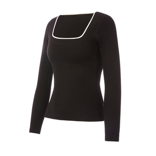 歌力诺德绒保暖内衣女带胸垫打底加绒内搭低领肌底衣秋衣黑色上衣