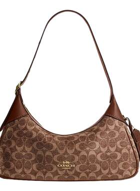 COACH/蔻驰女士 ELLA 35 奥莱款牛皮革纯色单肩手提包半月包CDV37