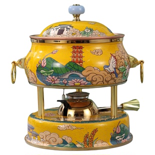 景泰蓝小火锅单人锅小铜锅瓦斯小火锅卡式充气火锅炉家用商用高端