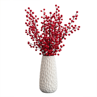 北欧风格餐桌陶瓷水养鲜花瓶冬青红果插干花器客厅电视柜装饰摆件