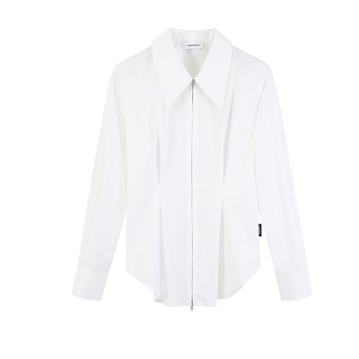 北欧时刻设计感拉链长袖掐腰衬衫