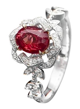 红宝石戒指私人定制天然淡水宝石纯银18K金戒指吊坠支持来图定