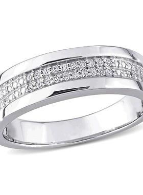 美国直邮Julianna B女士戒指钻石镶嵌925纯银抛光时尚设计气质