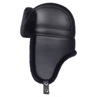 真皮帽子男款中老年人爸爸保暖护耳棉帽爷爷老人雷锋帽男士冬帽