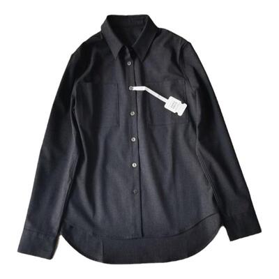 长袖羊毛衬衫纯色简约通勤单排扣