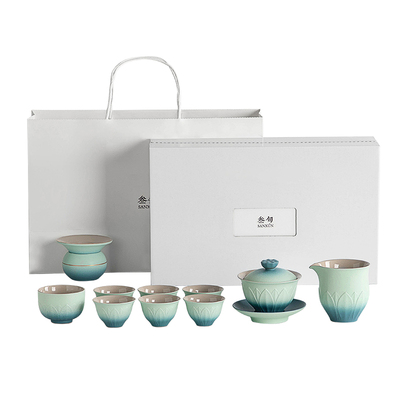 叁旬锦绣莲华盖碗茶具套装