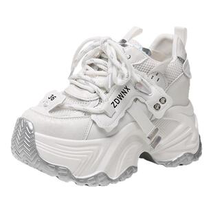 9cm小个子透气系带厚底老爹鞋女2025春夏新款百搭增高休闲运动鞋