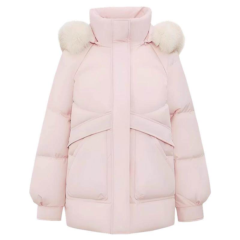 雪中飞狐狸毛领中长款羽绒服