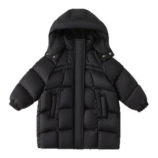 INSbobo女童羽绒服90白鸭绒儿童中长款防寒服女孩三防面包服冬装