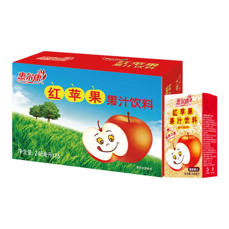 惠爾康紅蘋果果汁飲料老款網(wǎng)紅童年248ml*16盒裝整箱包郵夏季解膩