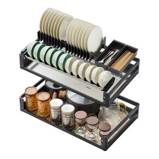 悍高拉篮厨房橱柜碗篮开门抽屉式不锈钢厨房拉篮碗架双层橱柜拉篮