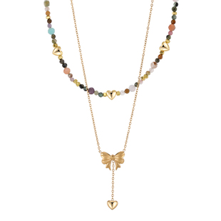 多巴胺天然石串珠碧玺项链女款彩色配饰2026新款小众精致锁骨链