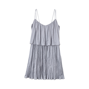 韩雨嘉法式复古高级蓝色重工吊带裙女夏气质纯欲设计感茶歇连衣裙