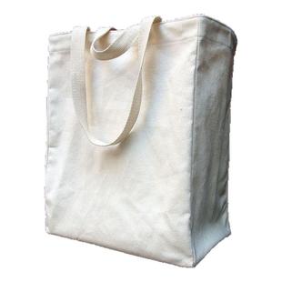 帆布袋手提袋定制购物袋大容量便携有底有侧收纳袋定做环保帆布包