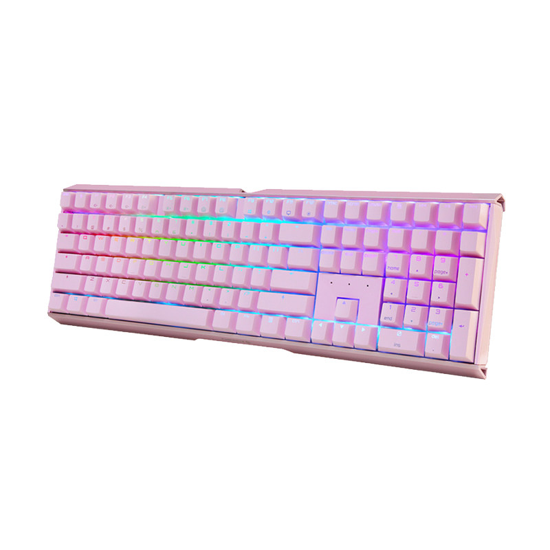 cherry樱桃3870/MX3.0S 游戏办公机械键盘粉色金属机身红轴背光