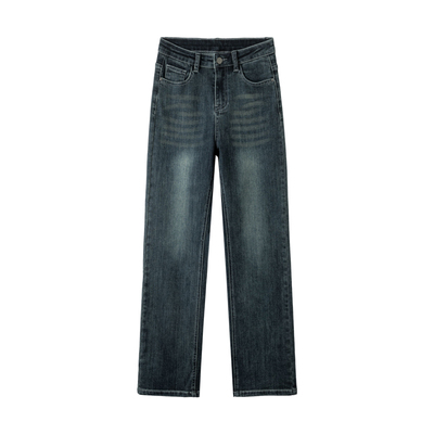 直筒牛仔裤修身显瘦加绒阔腿裤