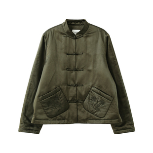 麻霖冬季新品绵羊毛桑蚕丝混纺新中式小版型轻盈棉衣刺绣外套