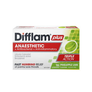 Difflam强效菠萝青柠味扁桃体咽喉咙疼痛肿胀护嗓润喉糖含片16粒