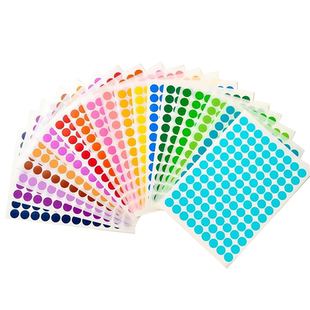 汉唐圆点标签4mm圆形贴纸彩色铜版纸光面红黄蓝绿色环保标签记号笔手写ABC字母贴纸数字英文标识贴A5包邮开票