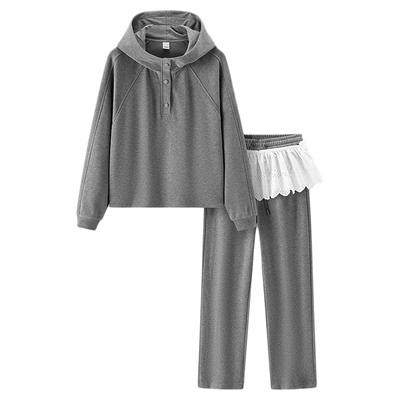 商场同款|森马套装女冬季抓绒卫衣屁帘卫裤2025新款运动风两件套