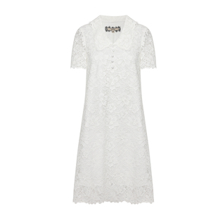 【蕾丝】GEGINA吉吉娜连衣裙新款女装白色刺绣连衣裙中长款绣花裙