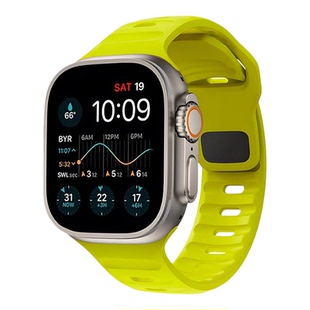 匠戴适用苹果S11手表iWatchS10表带AppleWatch Ultra3/2氟橡胶S9新款SE运动3透气2男款S8硅胶S7高级S6腕表带5