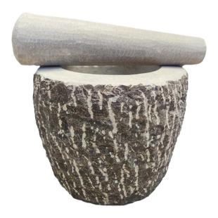 山东老式天然青石手工捣蒜器石臼大号蒜臼子捣药罐研磨器蒜石臼子