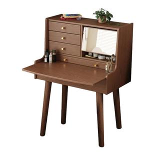 实木梳妆台卧室家用小型一体化妆镜简约高级感床边可拉伸收纳储物