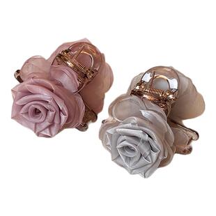 玫瑰花朵小抓夹女款高级感洋气时尚发卡头饰2025新款高端头花发饰
