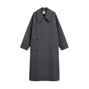 COLN 秋新大翻领宽门襟腰带收腰宽松中长款风衣